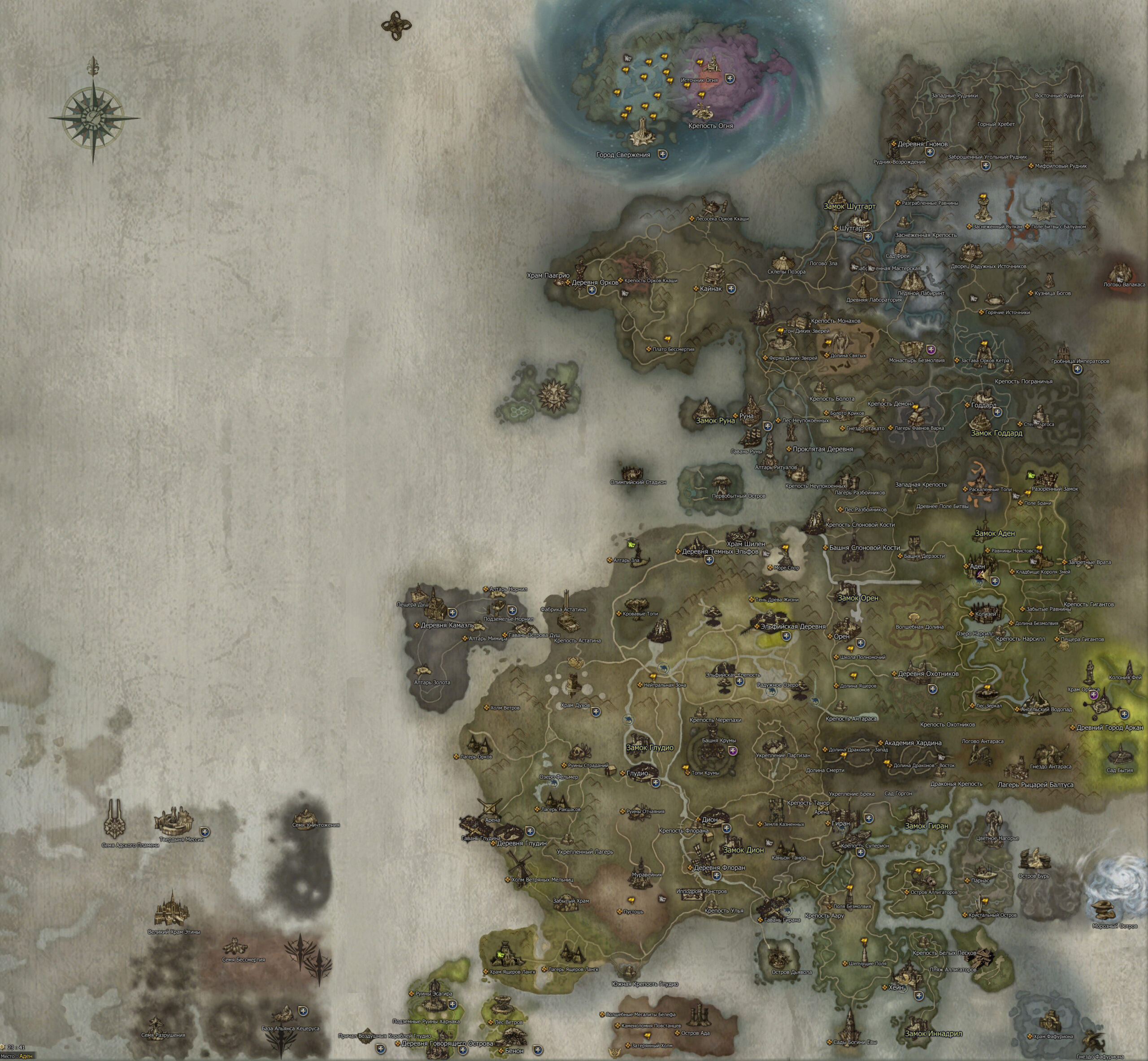 Карта Lineage 2 Main - новые хроники