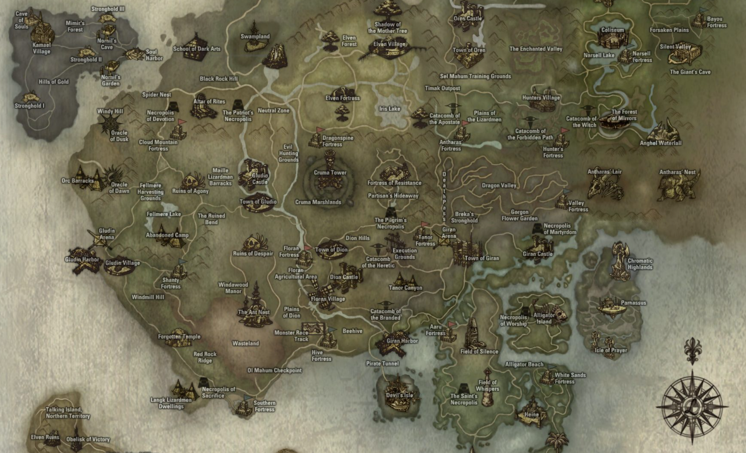 Карты мира Lineage 2